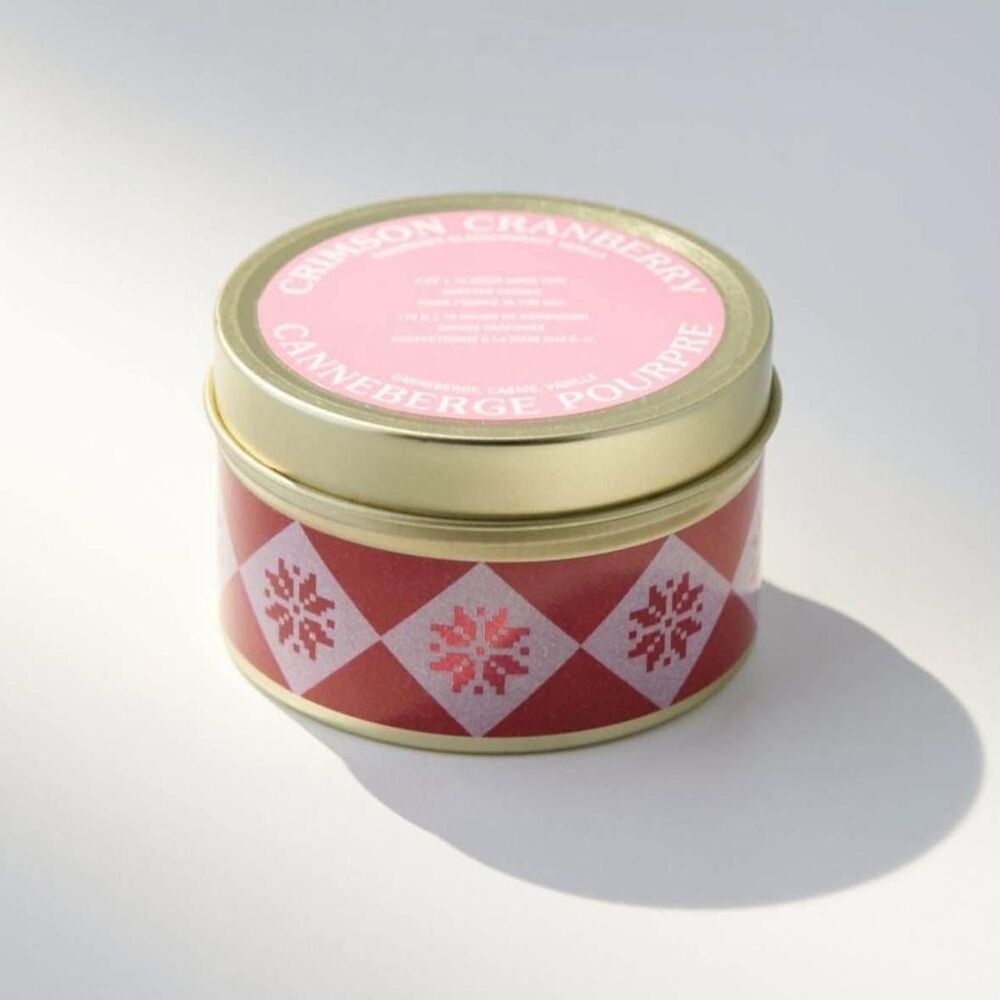 Urban Outfitters Holiday Artist Tin Candle Crimson Cranberry Vanilla NEW NWT
